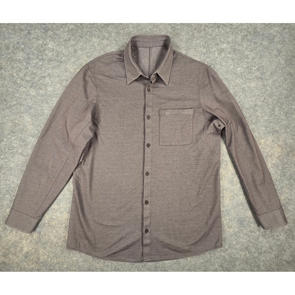 Lululemon Commission Long Sleeve Button Down Shirt Gray Chest Pocket